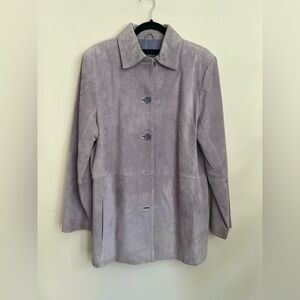 Bernardo Light Lavender Suede Button-Front Trench Coat